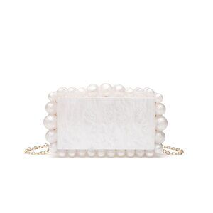 WHITE PEARL ACRYLIC CLUTCH
